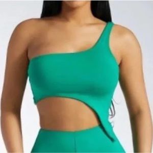 Naked Wardrobe Smooth Side Asymmetrical One Shoulder Crop Top